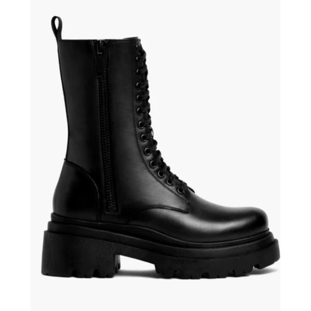 Thursday Boots Women's Black Leather Everyday Fatale Combat Lace Up Boot Size 8